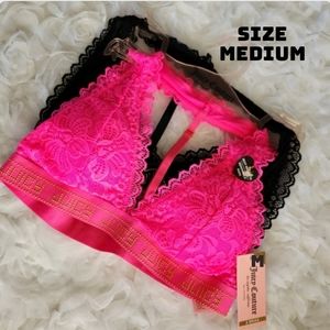 ❤️Sexy 2 Pack Lace Bralette Bra by Juicy Couture Hot Pink & Black Size Medium